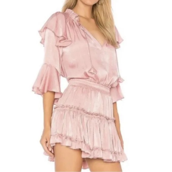MISA mauve/blush pink ruffle mini dress - Picture 5 of 5